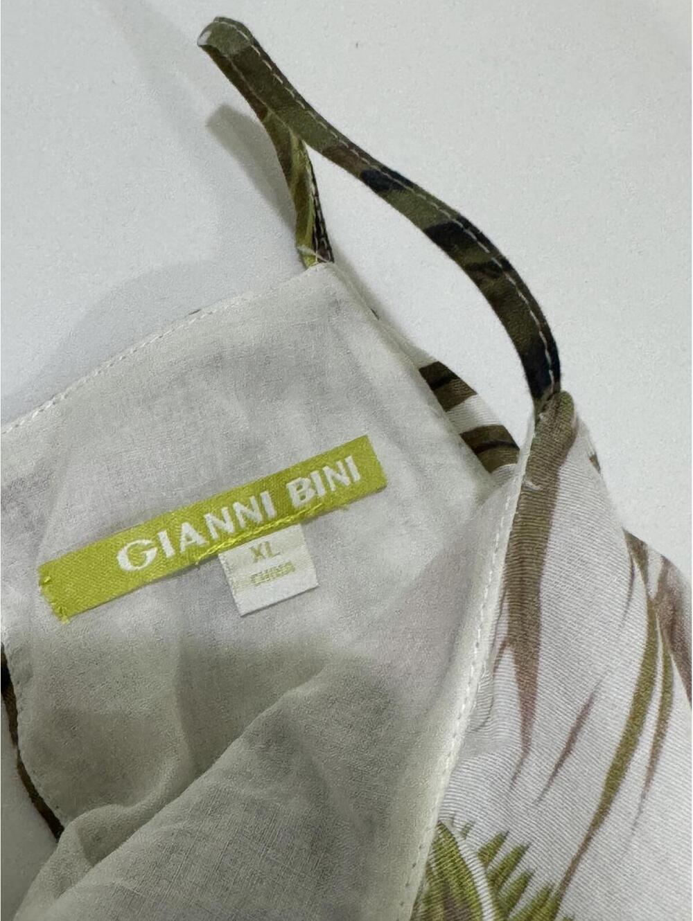 Gianni Bini Tropical Palm Leaf High Neck Maxi Dress XL White Floral Resortwear - Picture 6 of 9